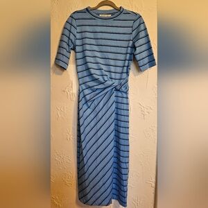 TWR HLL XS Women's Striped Dress Blue